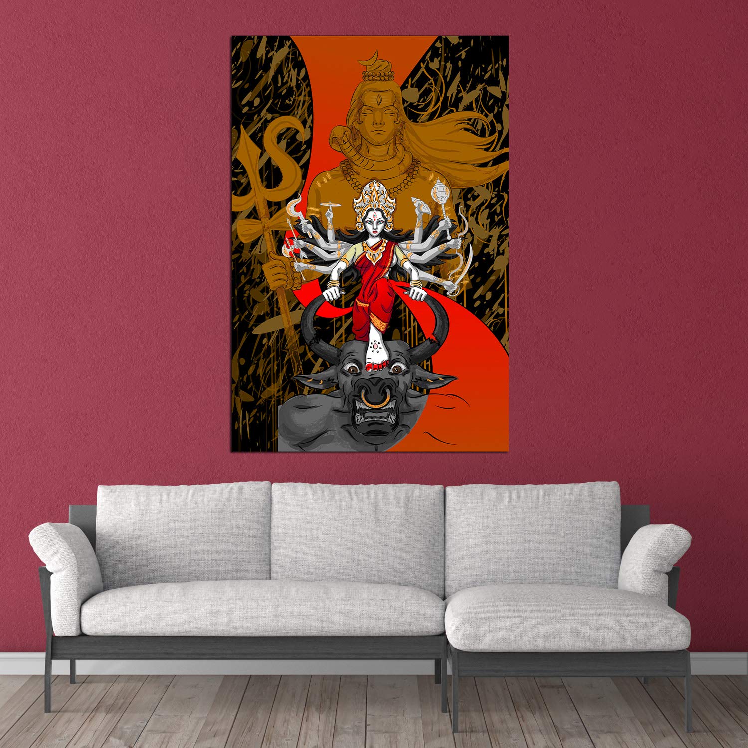 Goddess Durga Unframed Hindu Wall Art That Brings Divine Vibes