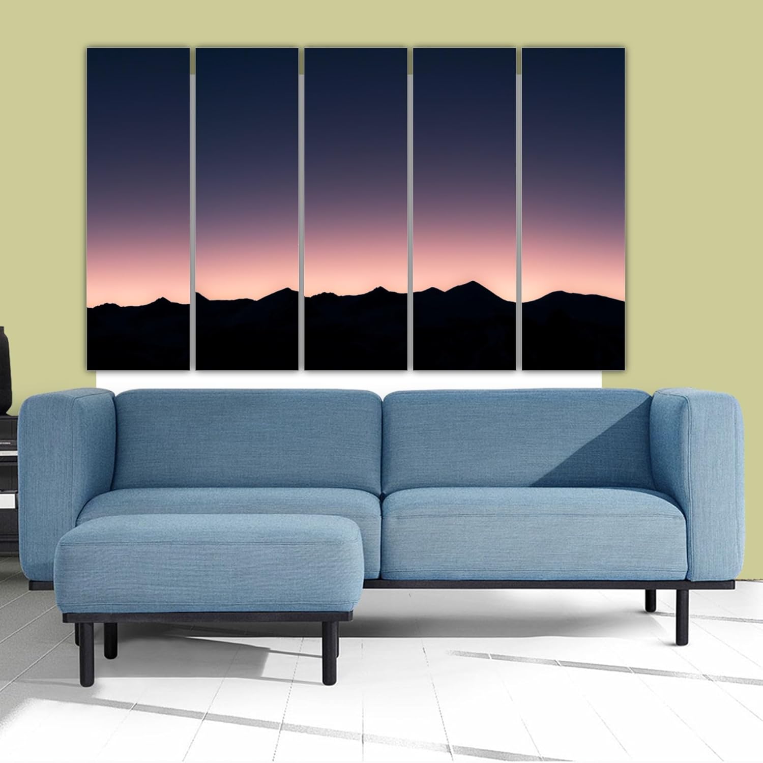 Close-up of Golden Hour Glow Wall Art showcasing vibrant sunset hues across five frames