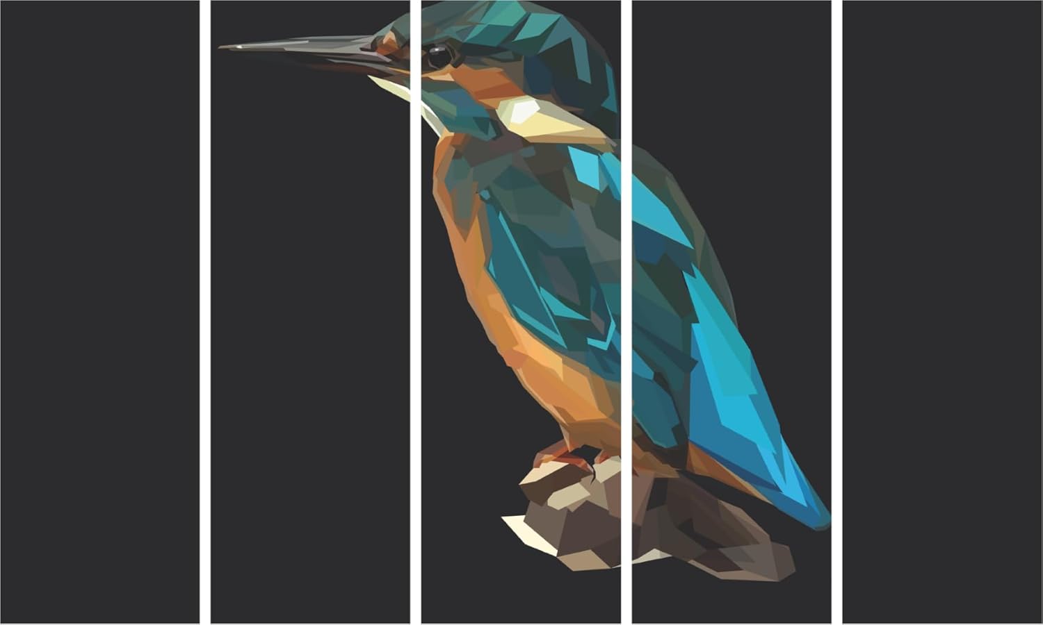 Kingfisher-tastic Polygon Parade Wall Art  Multi-Frame Masterpiece