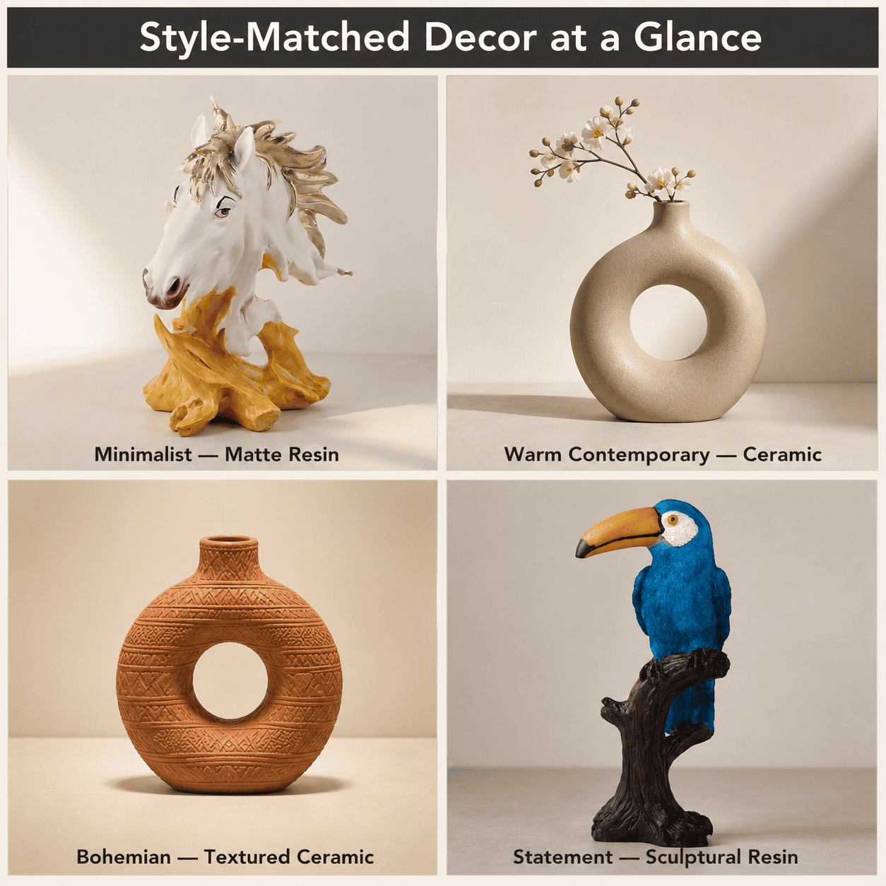 visual comparison grid of decor styles matched to interior types