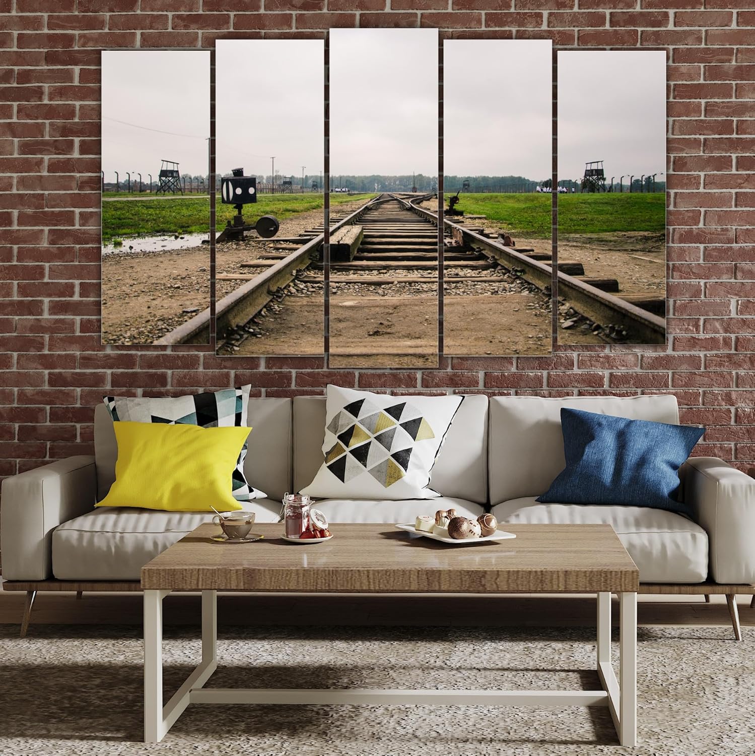 Close-up of the detailed digital print on Trackside Triumph: Framed Train Tracks Wall Art.