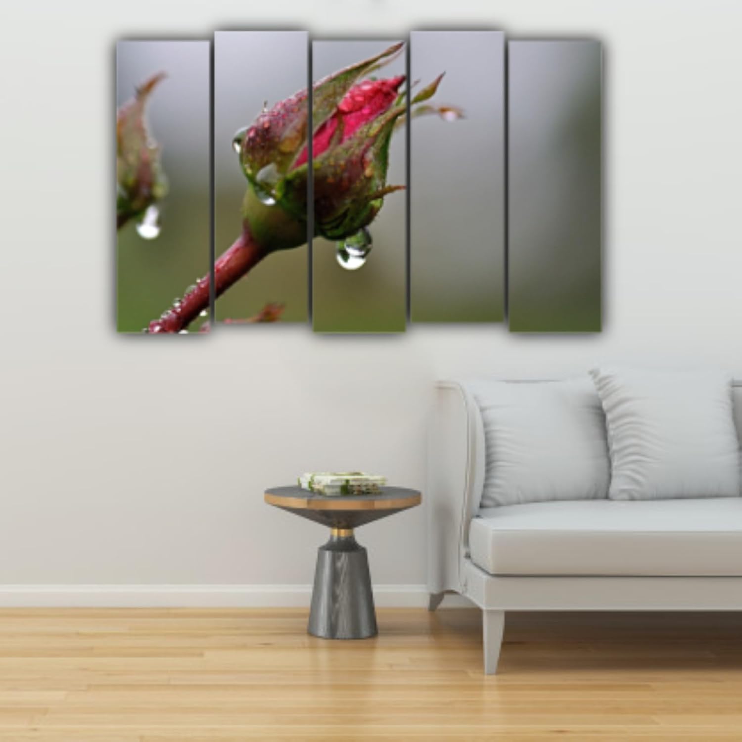 Splash-proof framed Flower-fab Wall Art brightening a modern living room