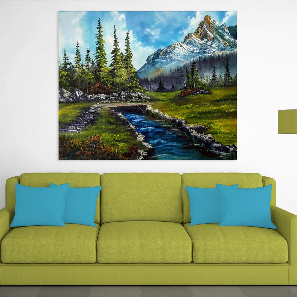 Close-up of Natures Dream Unframed Wall Art showing abstract leafy patterns on a matte cotton canvas.