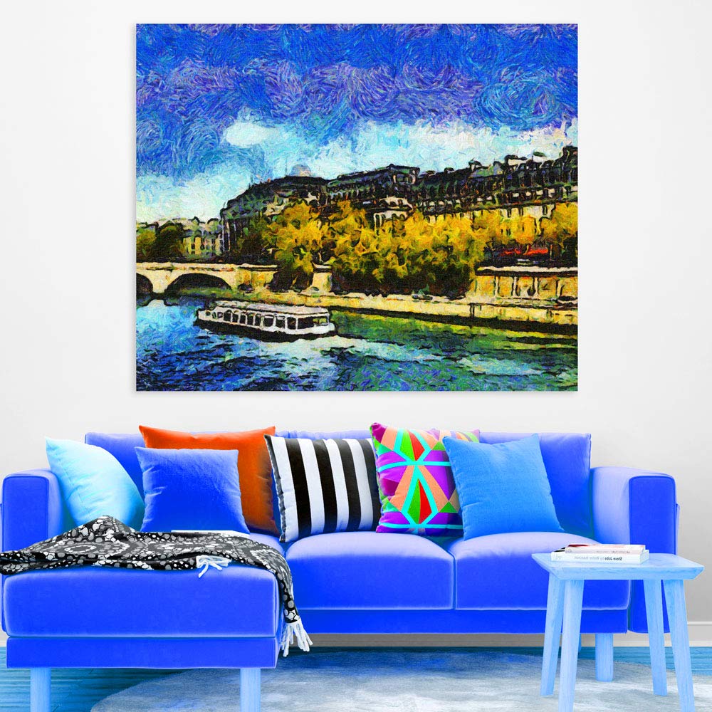 Detailed view of Watercolour Wanderlust: Unframed City Countryside Wall Art featuring pastel city skyline merging into gentle hills