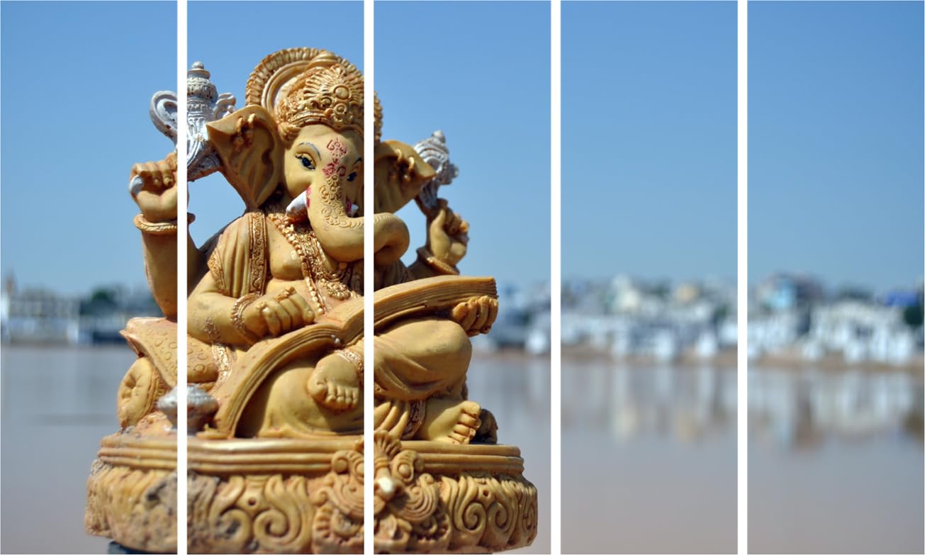 Ganesh-tastic Multi-Panel Wall Art That'll Bless Every Boring Wall - Framed Divine Ganesha (150x76cm)
