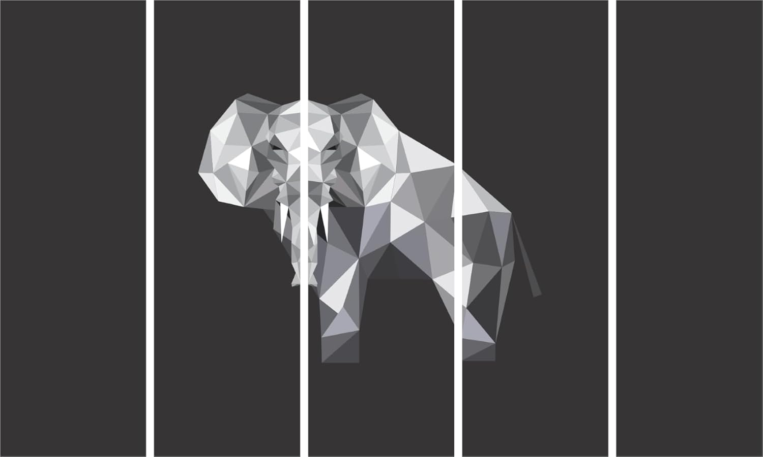 Elephant-astic Vastu Vibes: Framed Polygon Elephant Multi-Frame Wall Art