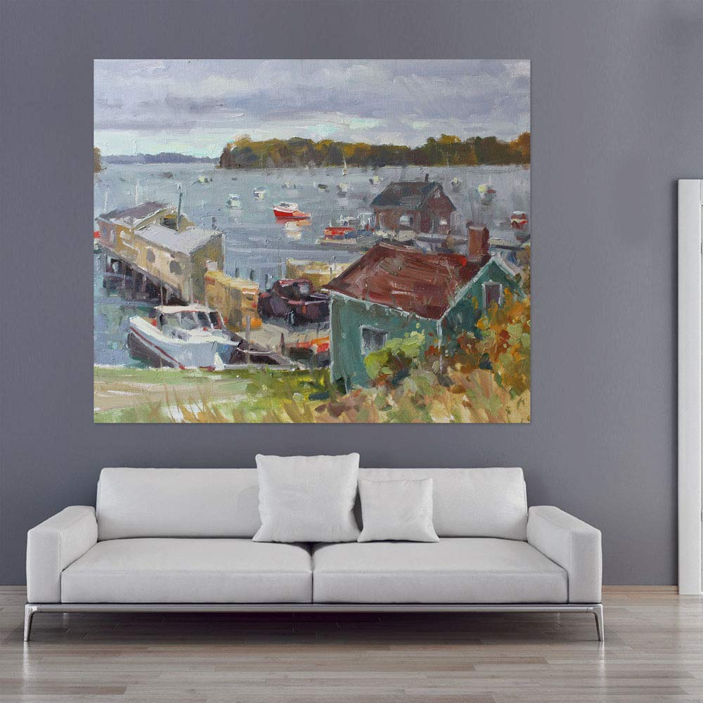 Countryside Kiss-Off Wall Art showcasing unframed cotton canvas with a farewell scene.