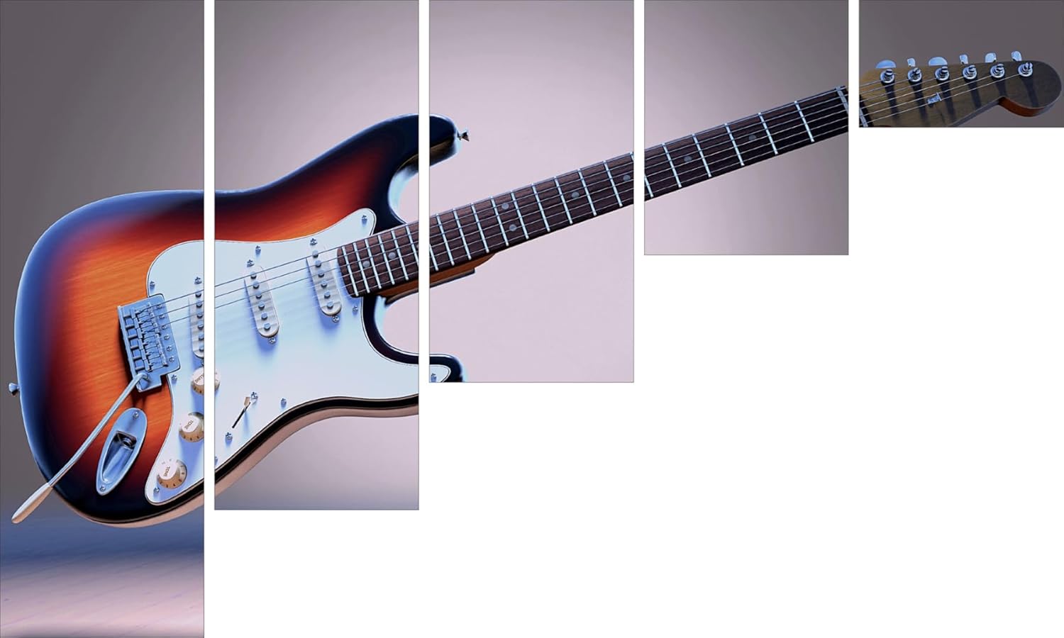Strum & Display: Guitar Groove Photography Framed Wall Art displayed in a living room setting