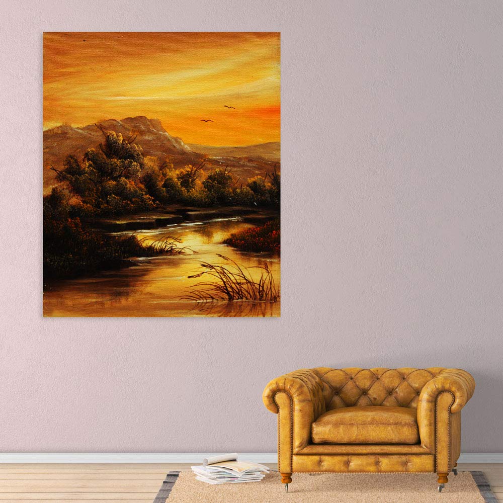 Close-up of Nature Nirvana Unframed Wall Art that Sparks Serenity showcased in a cozy living room.