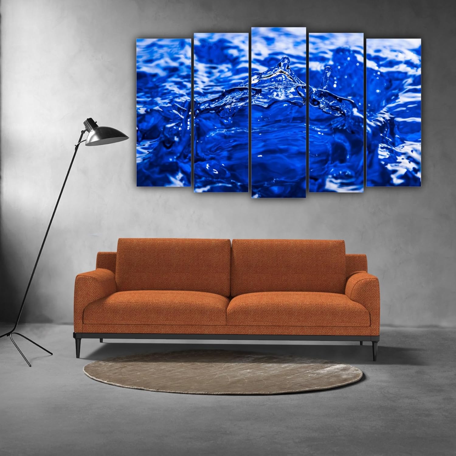 Close-up of Wave-sational Blue Water Multi-Panel Framed Wall Art showing vibrant blue waves