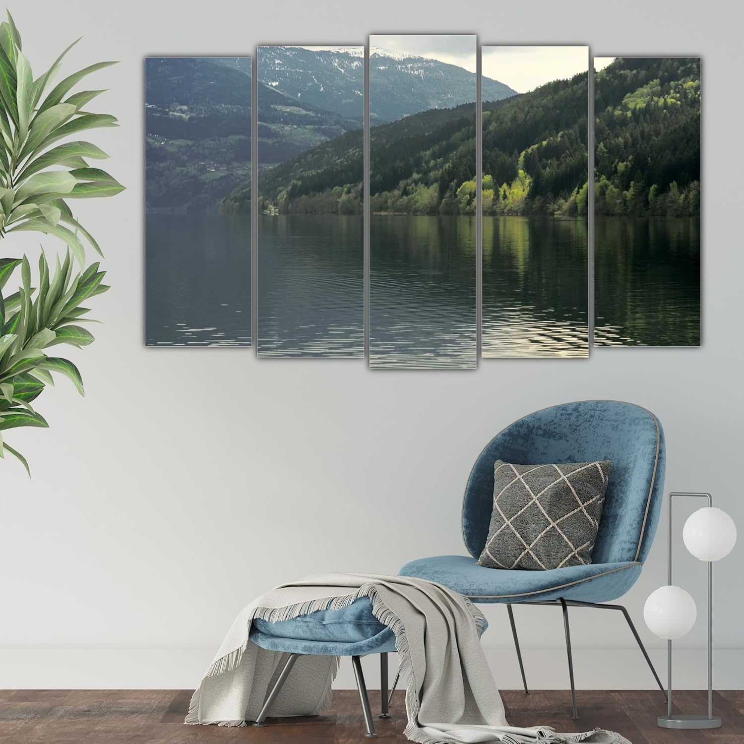 Lake-sy Charm: multi-frame wall art displaying vibrant blue and green lake hues
