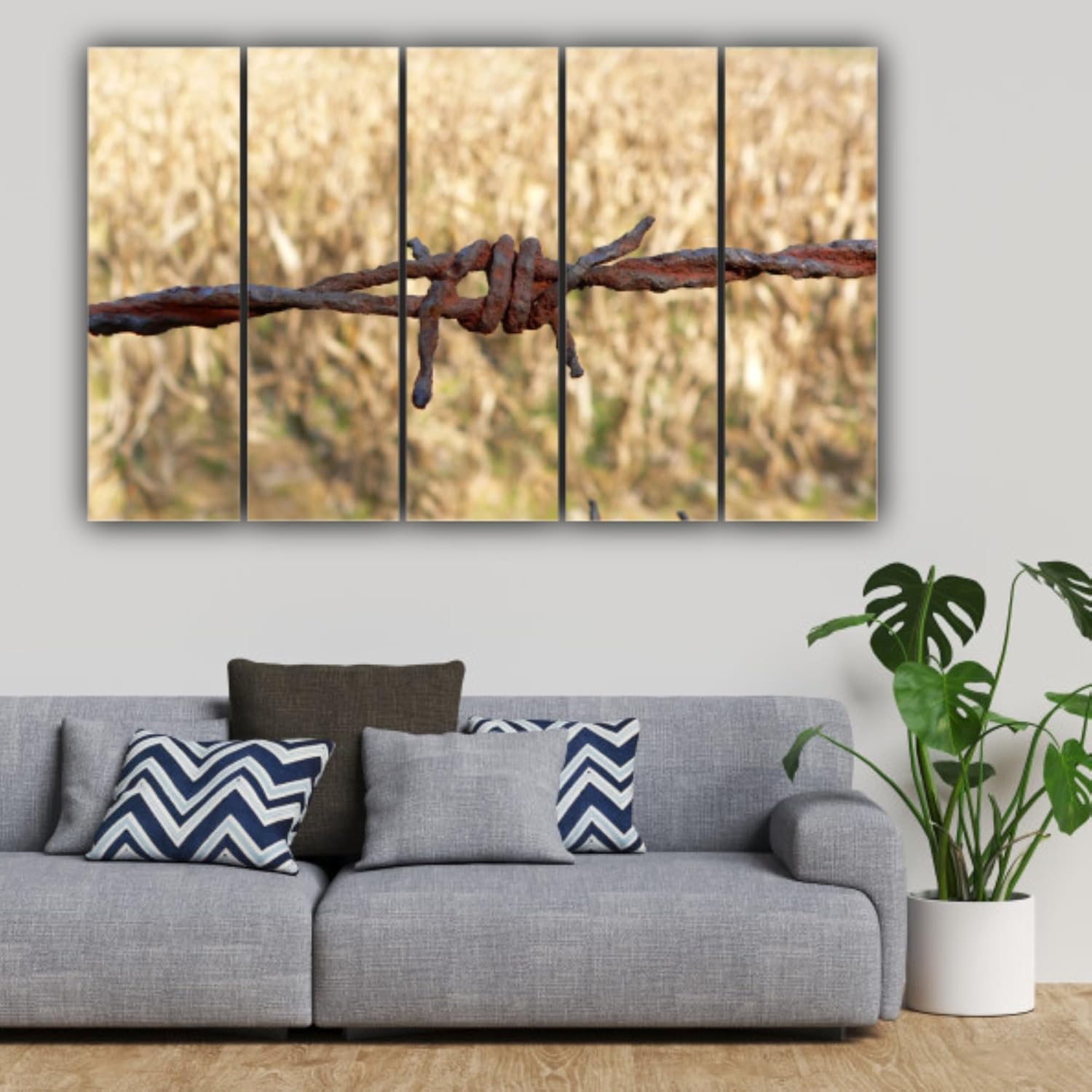 Close-up of the vibrant wire details on the 5-panel framed photography wall art.