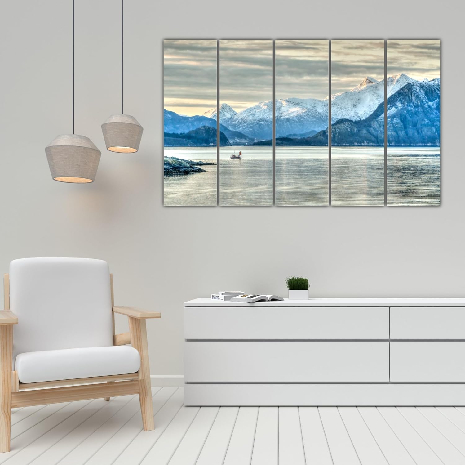 Close-up of vivid forest imagery in the multi-frame nature wall art showcasing scratch-resistant frames.