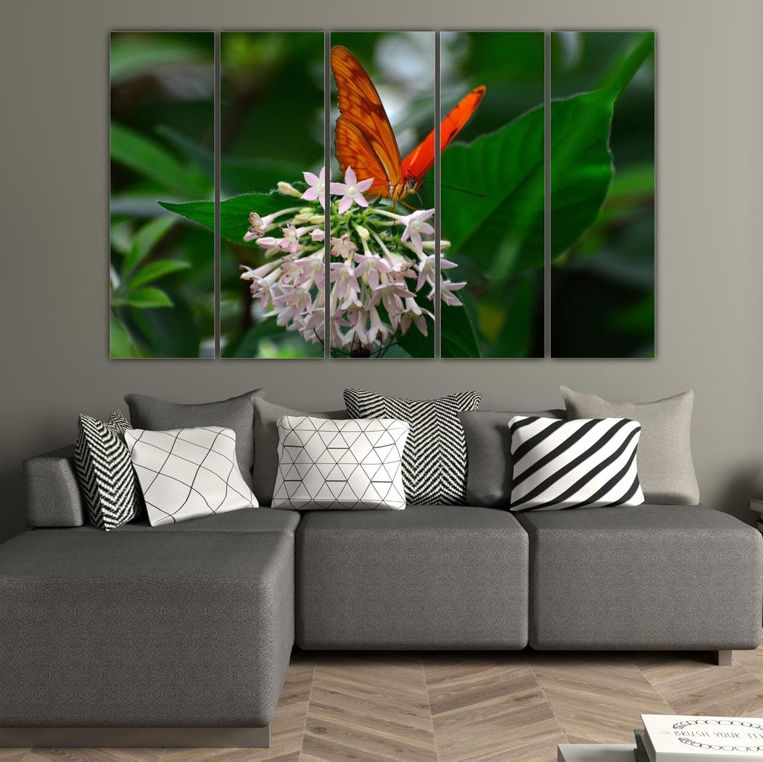 Close-up of the framed photography butterfly design in the Butterfly Bonanza Wall Art.