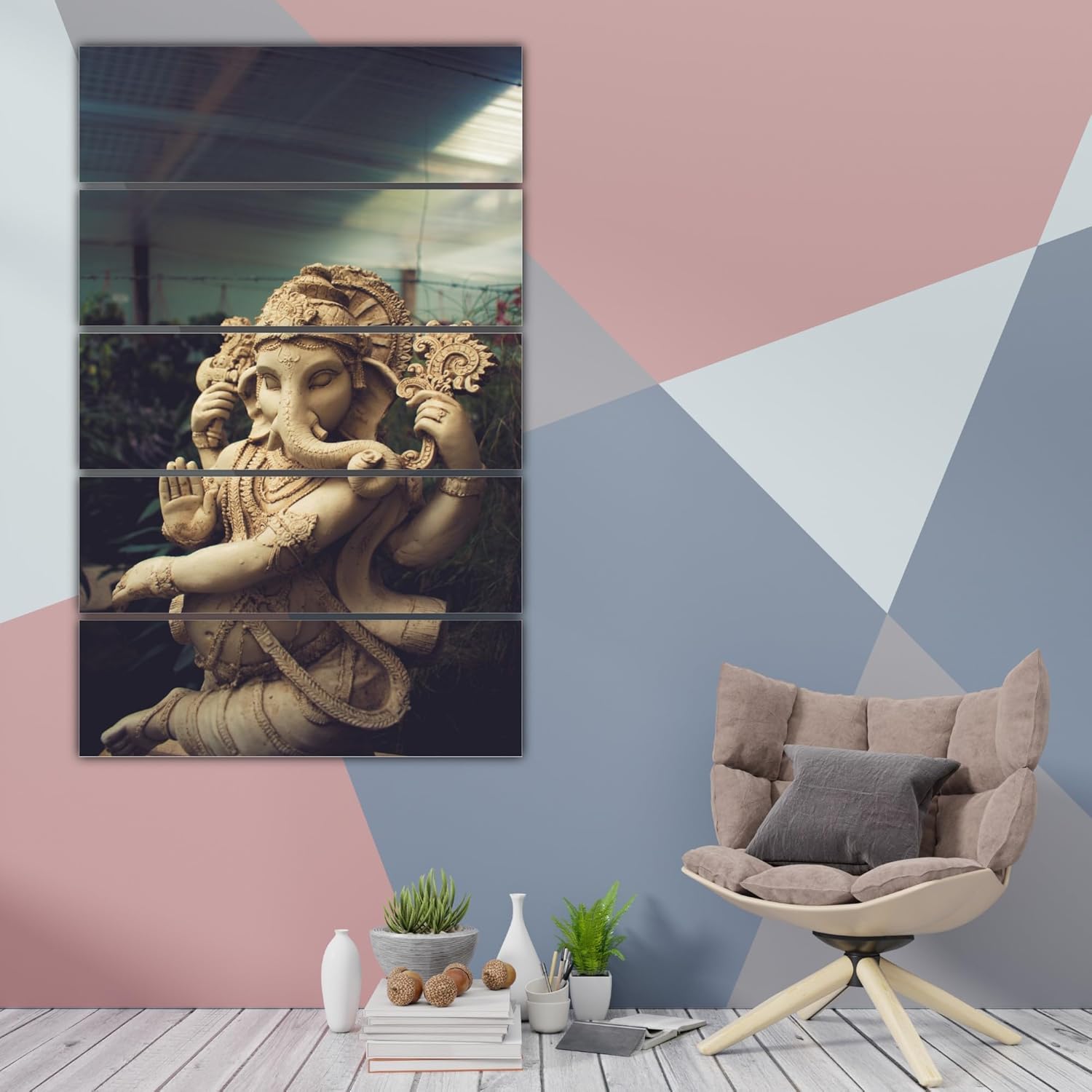 5-Panel Ganesha Canvas Wall Art (127cm) for 12ft Walls | ₹2,796