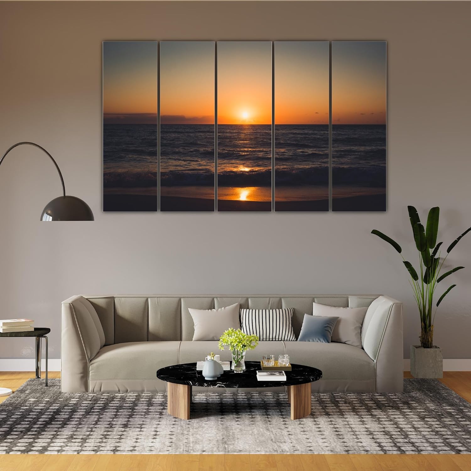 Close-up of framed MDF panels in Wake-Up Call for Your Walls: Sunrise Abstract Multi-Frame Wall Art revealing bold brushstrokes.