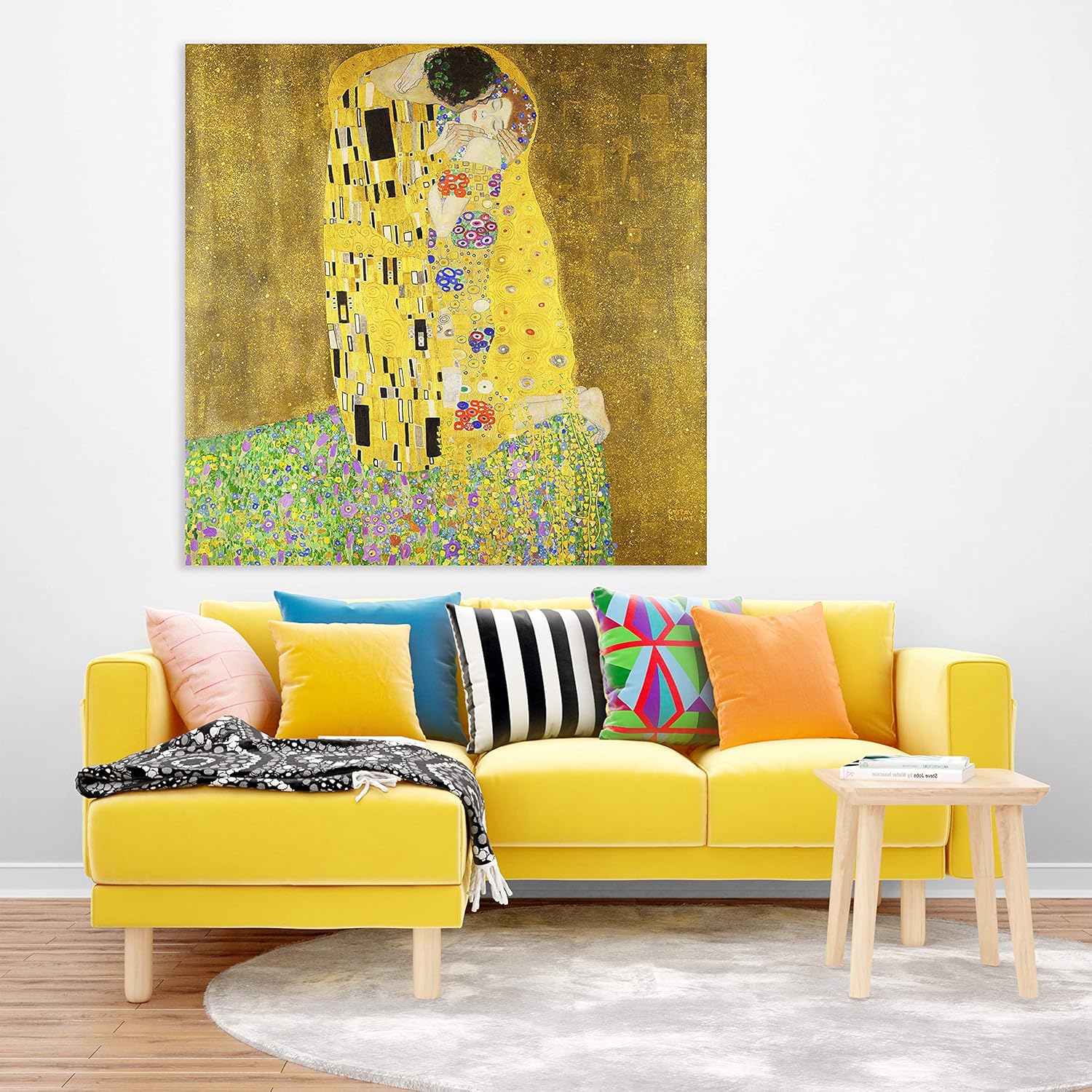 Love-struck Canvas Thatll Make Your Walls Blush unframed abstract Wall Art displayed in a stylish living room
