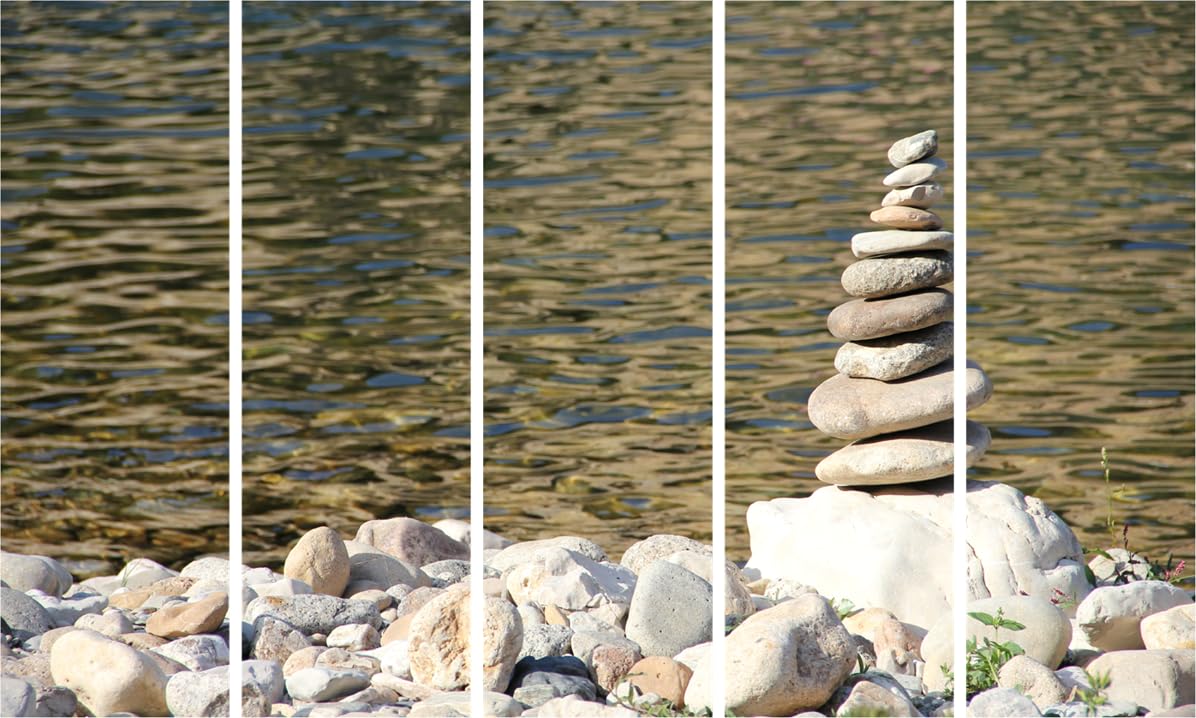 Lake Laughs framed photography Wall Art showing serene lake panorama in five panels