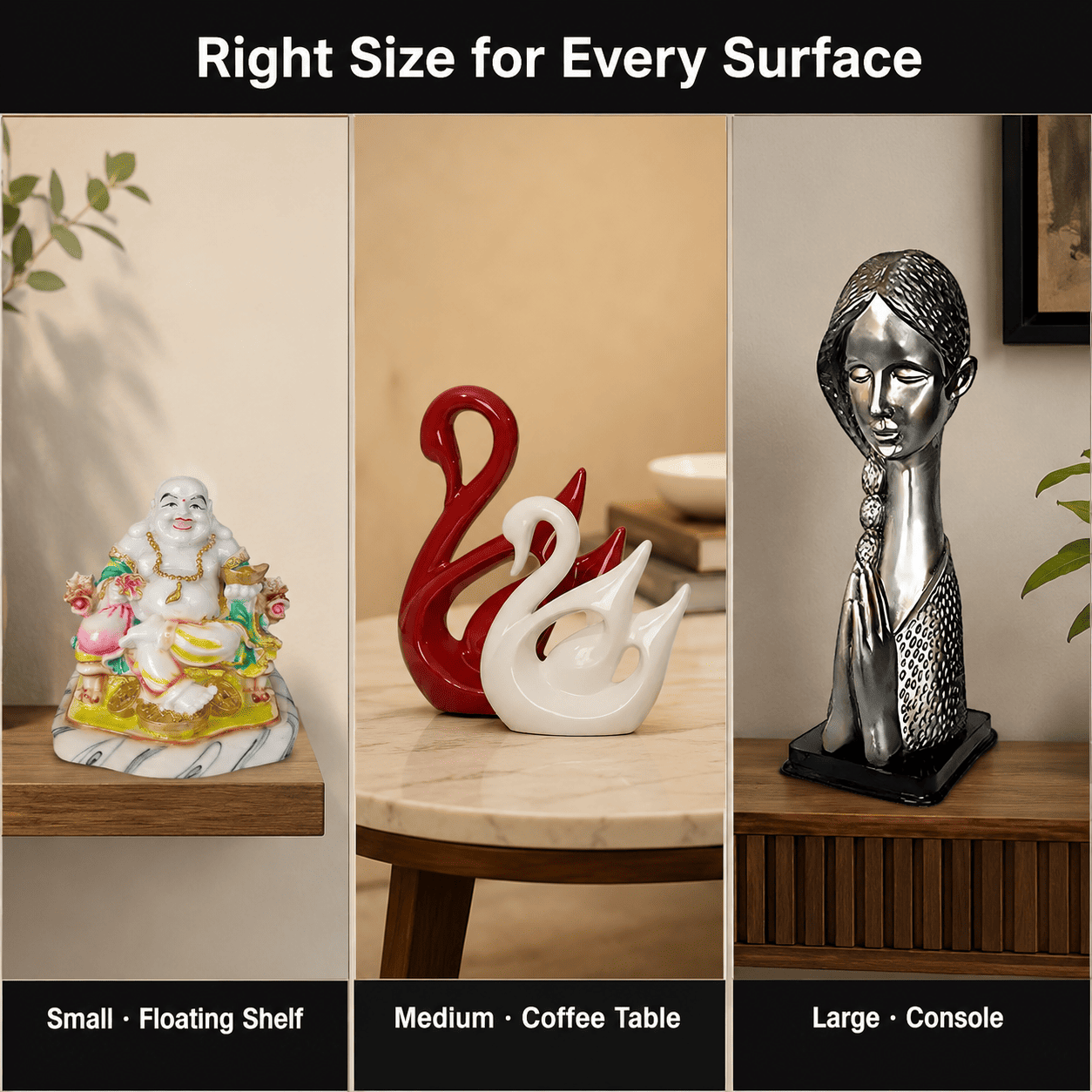comparison of decor sizes on different furniture types