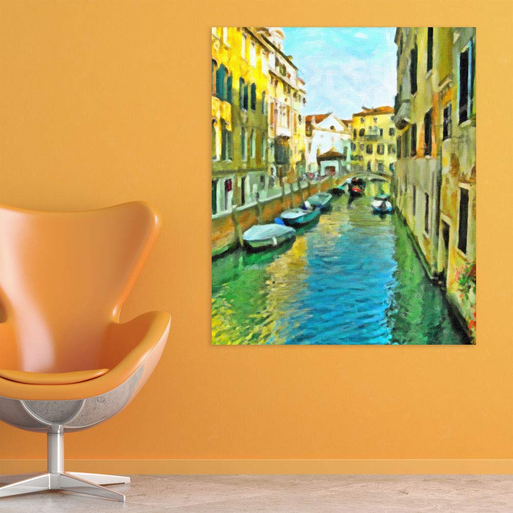 Venice Unframed Wall Art That'll Gondola-ify Your Room (91x76cm) hanging above a modern sofa