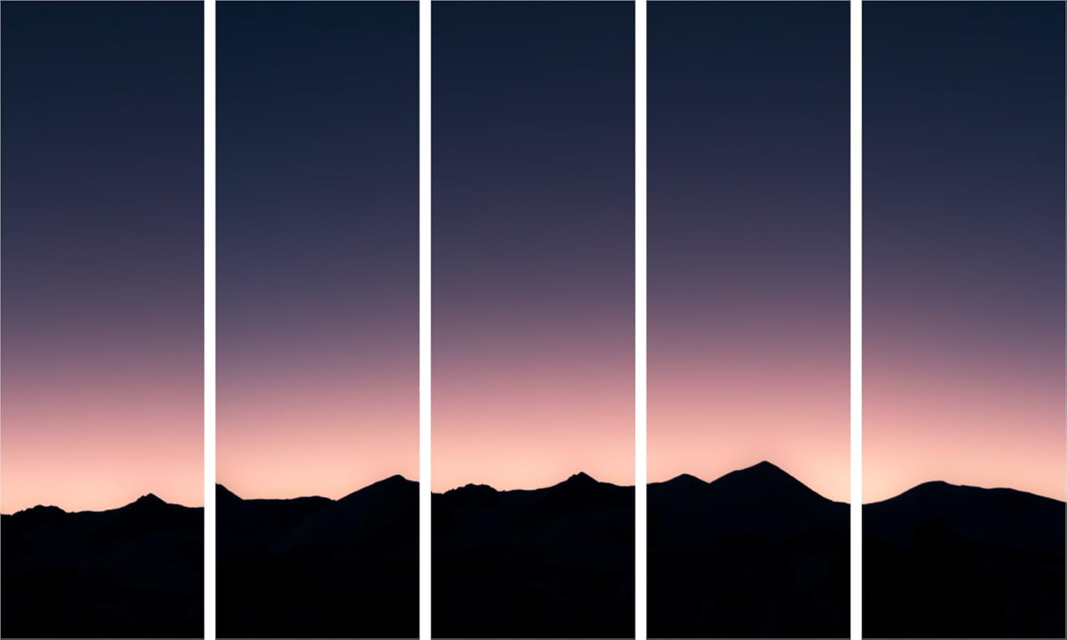 Golden Hour Glow: 5-Panel Sunset Framed Wall Art displayed above a modern sofa