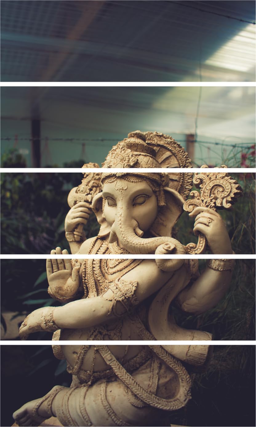Front view of Ganesh-tastic 5-Frame Wall Art in a cozy living room setting