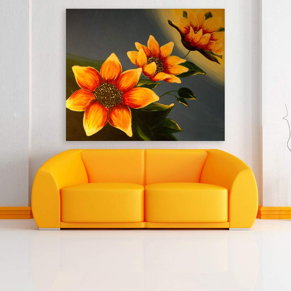 Sunflower Soirée unframed nature wall art showcasing vibrant yellow sunflowers on pure cotton canvas