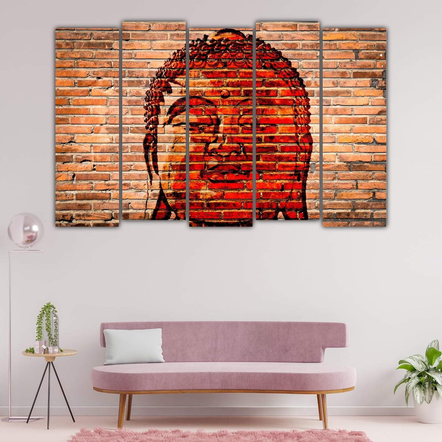 Close-up of Buddha-tiful 5-Panel Framed Wall Art That'll Zen Your Den showcasing detailed multi-frame panels