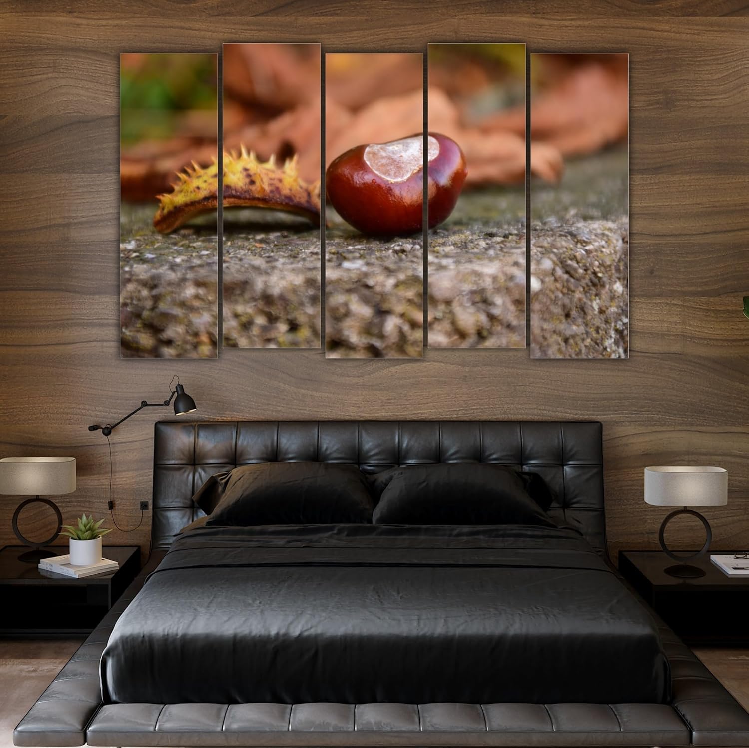 Close-up of the chestnut MDF frames in the Chestnut Chat Wall Art set