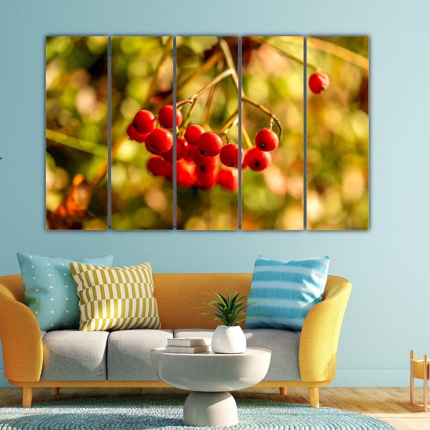 Vibrant multi-frame Berry Bliss Photography Framed Wall Art adorning a bright living space