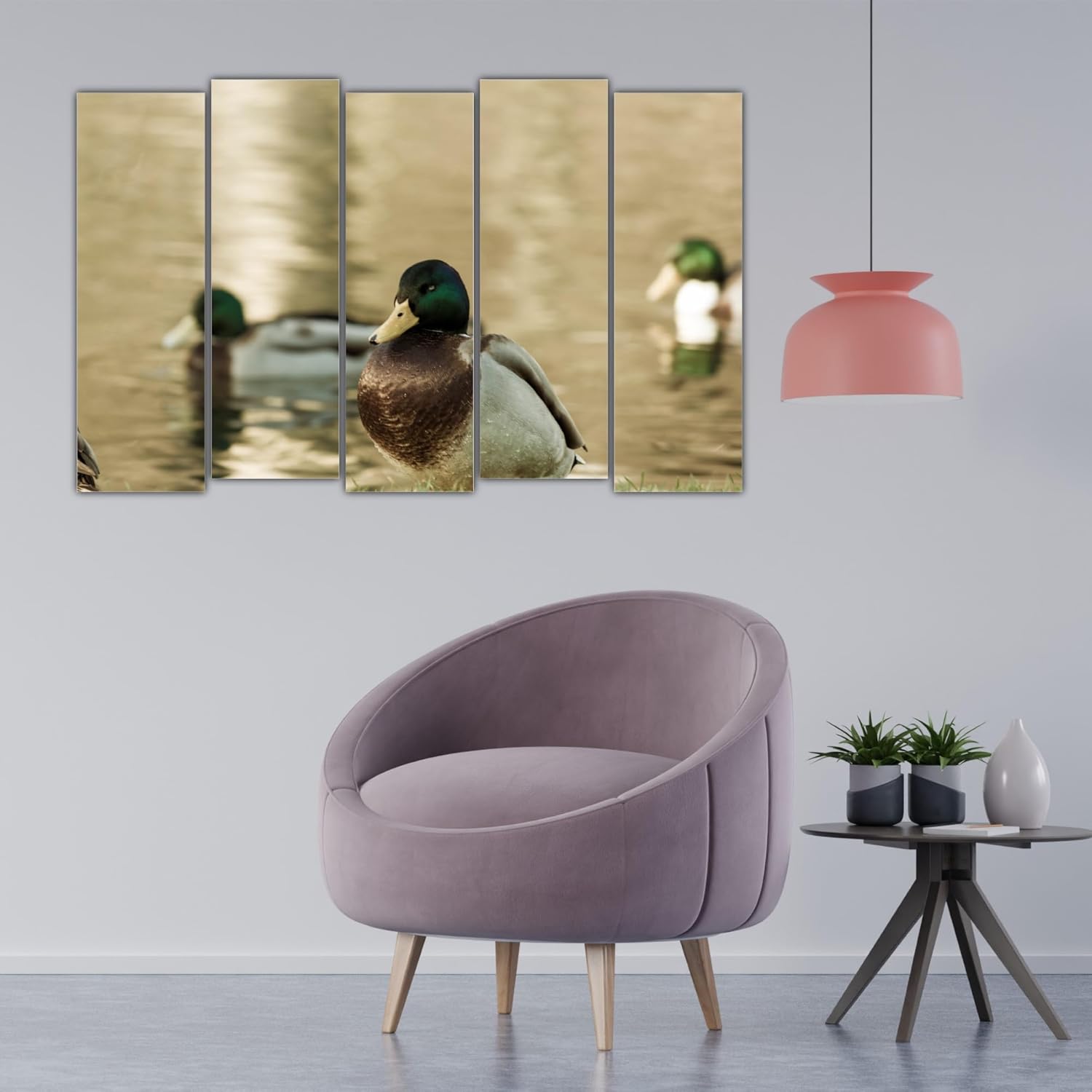 Close-up of the framed panels from Duck-tastic Quack-Up Multi-Frame Framed Wall Art showing vibrant duck illustrations