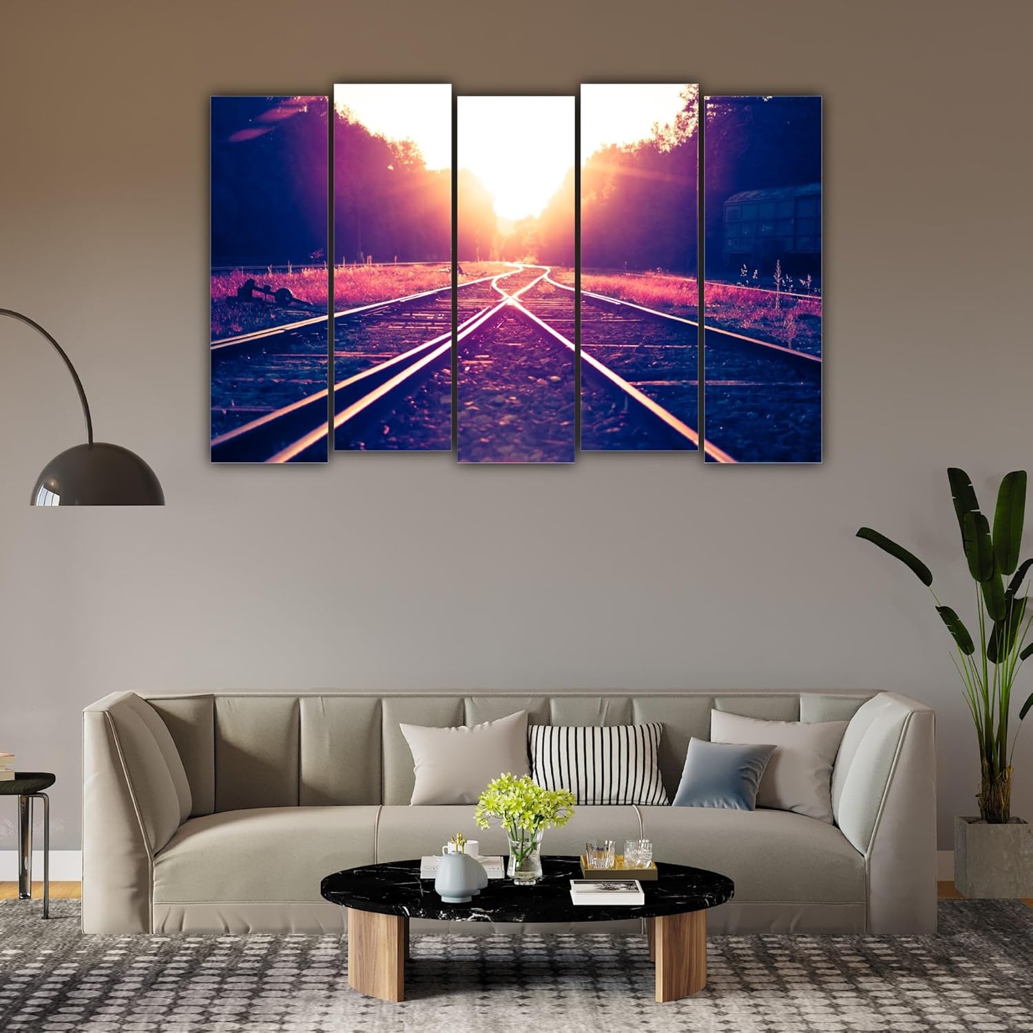 Sunset Express: Framed Railway Track Wall Art to Keep Your Walls on Track with vibrant orange hues