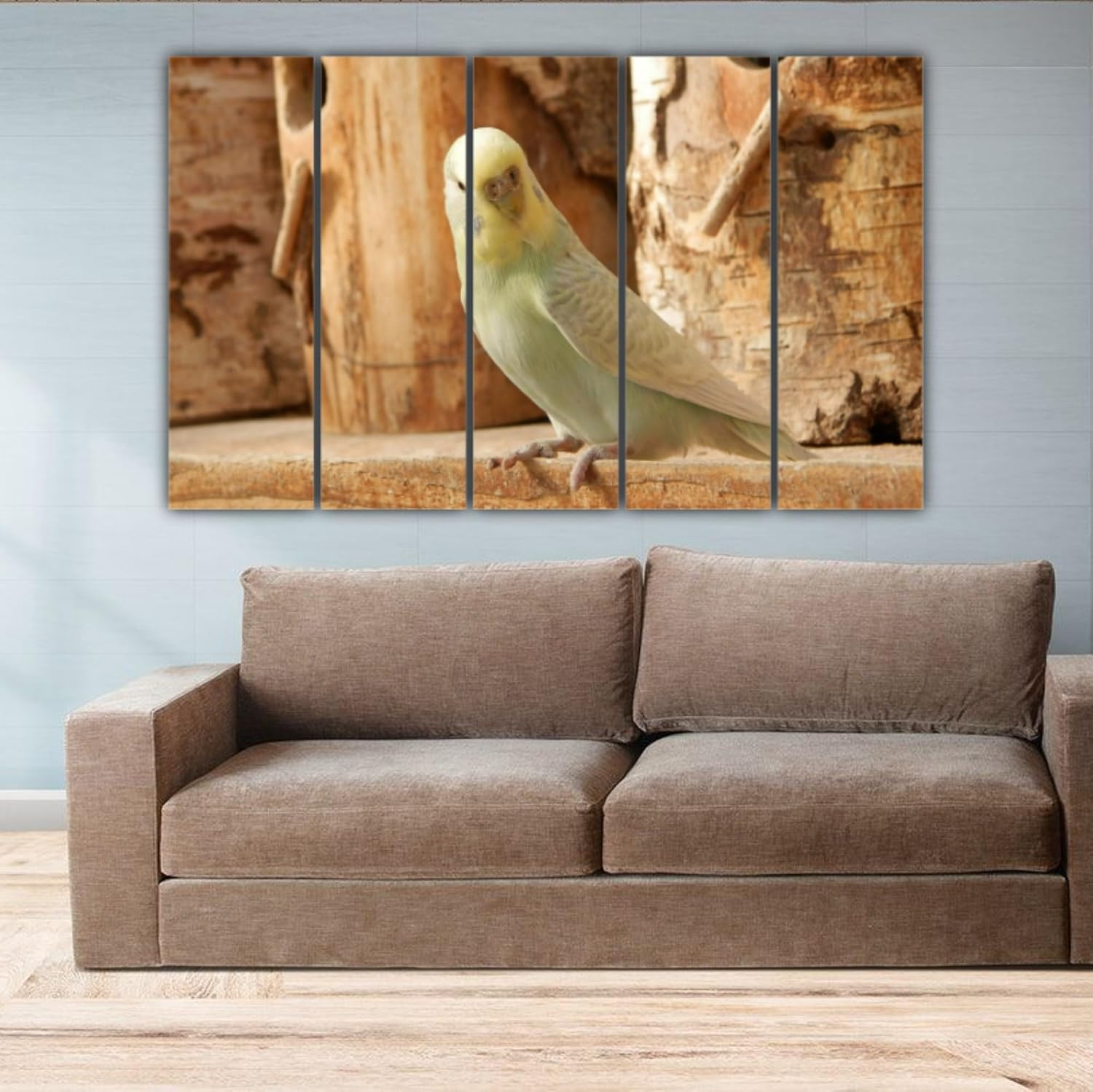 Close-up of Tweet Dreams: 5-Frame Bird Bonanza Wall Art highlighting vibrant plumage