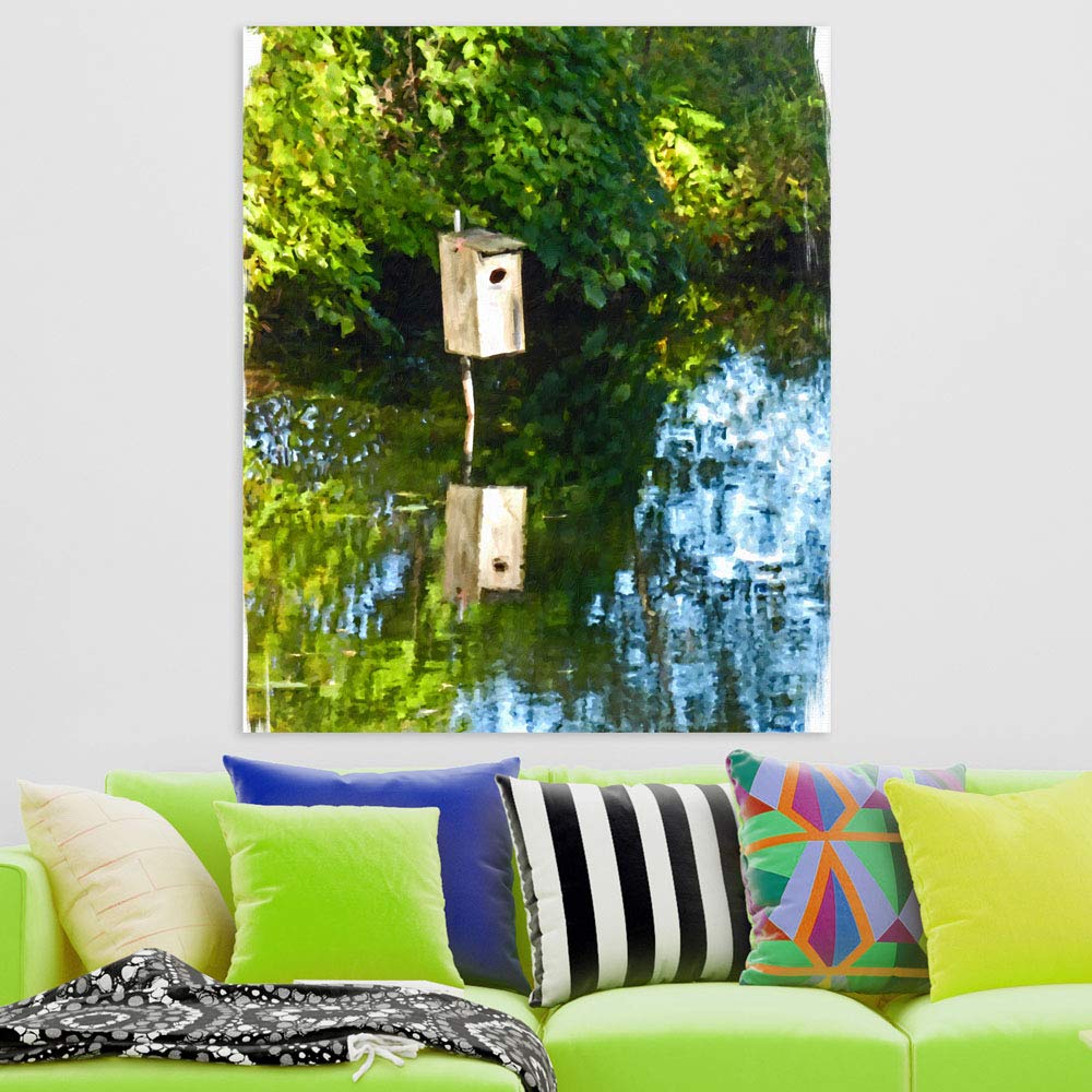 Tree-mendous Reflection Unframed Wall Art showing lush trees mirrored on calm water, adding serene vibes to any room.