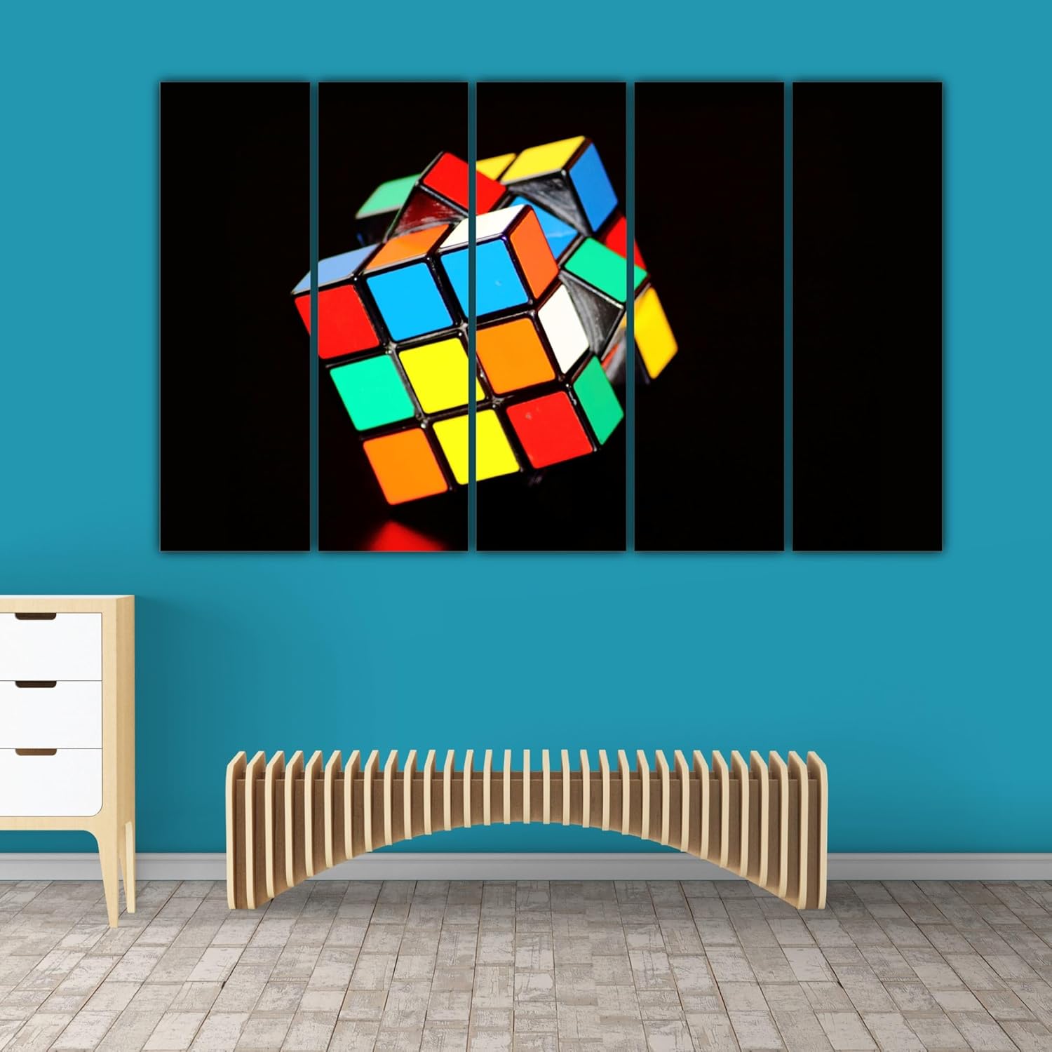 Close-up of single frame from Rubik-tastic Photographic Pop Wall Art highlighting splash-proof laminated finish