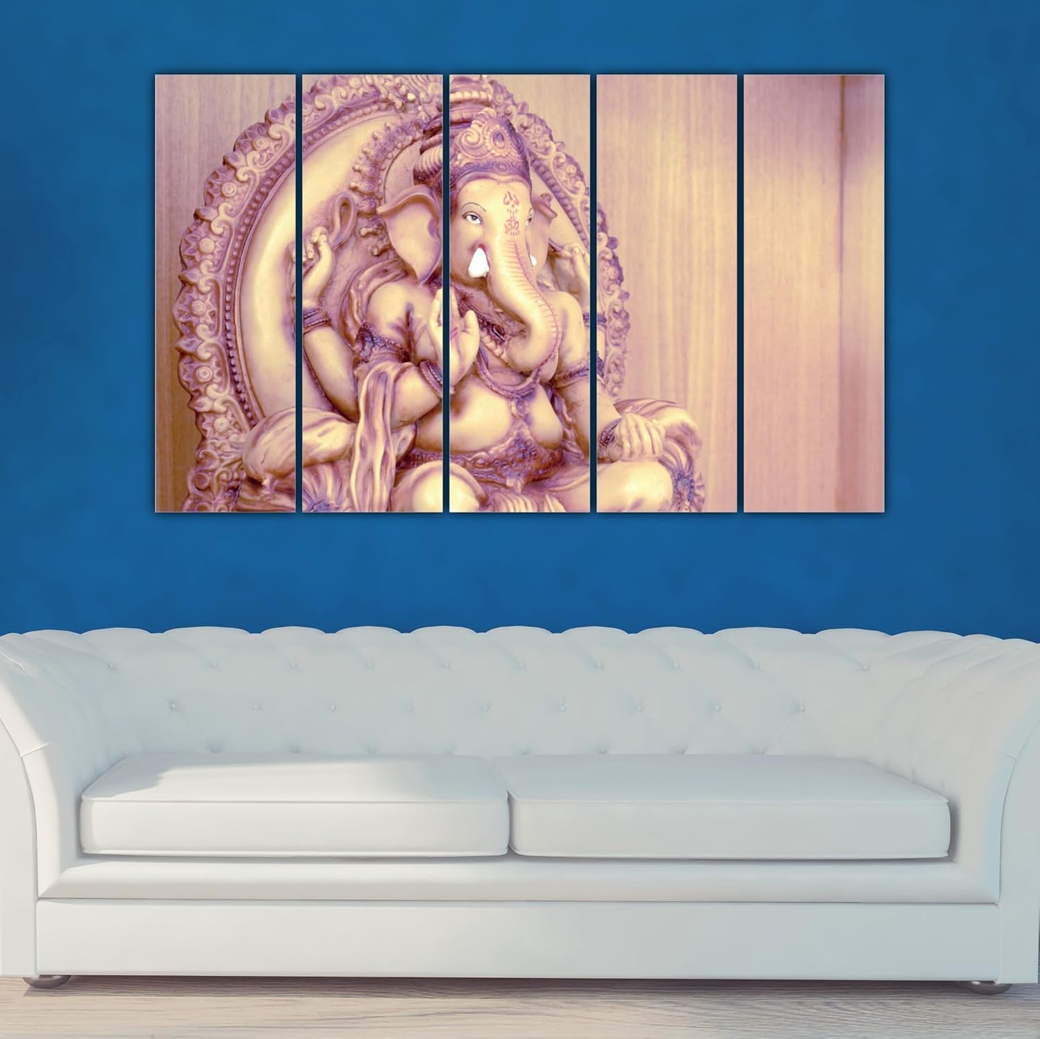 Close-up of the Ganesha-tastic 5-Panel Framed Wall Art highlighting vivid colors and heat-treated finish.