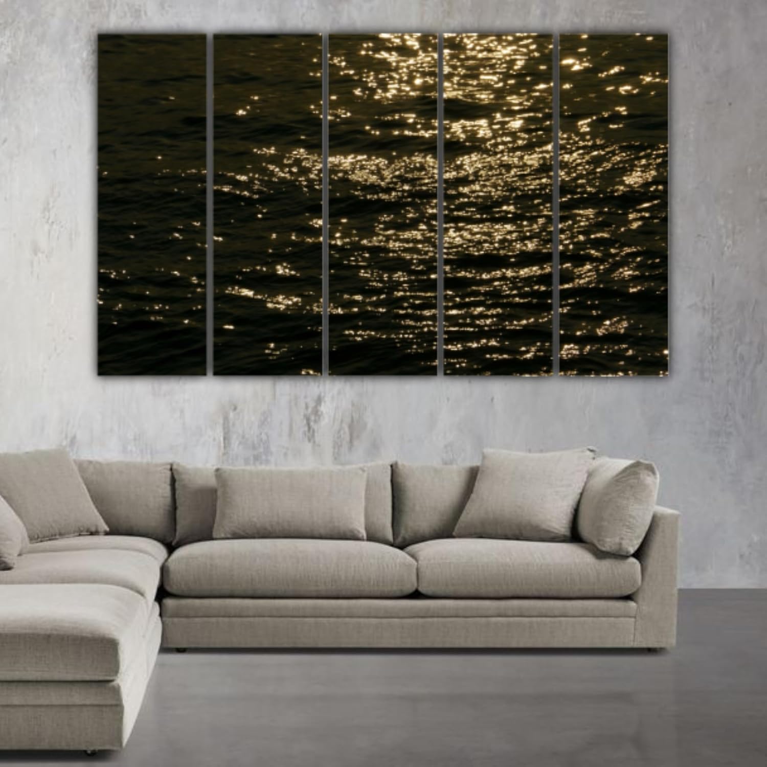 Surfs Up: Multi-Frame Framed Sea Waves Wall Art hung above a sofa for a beach vibe