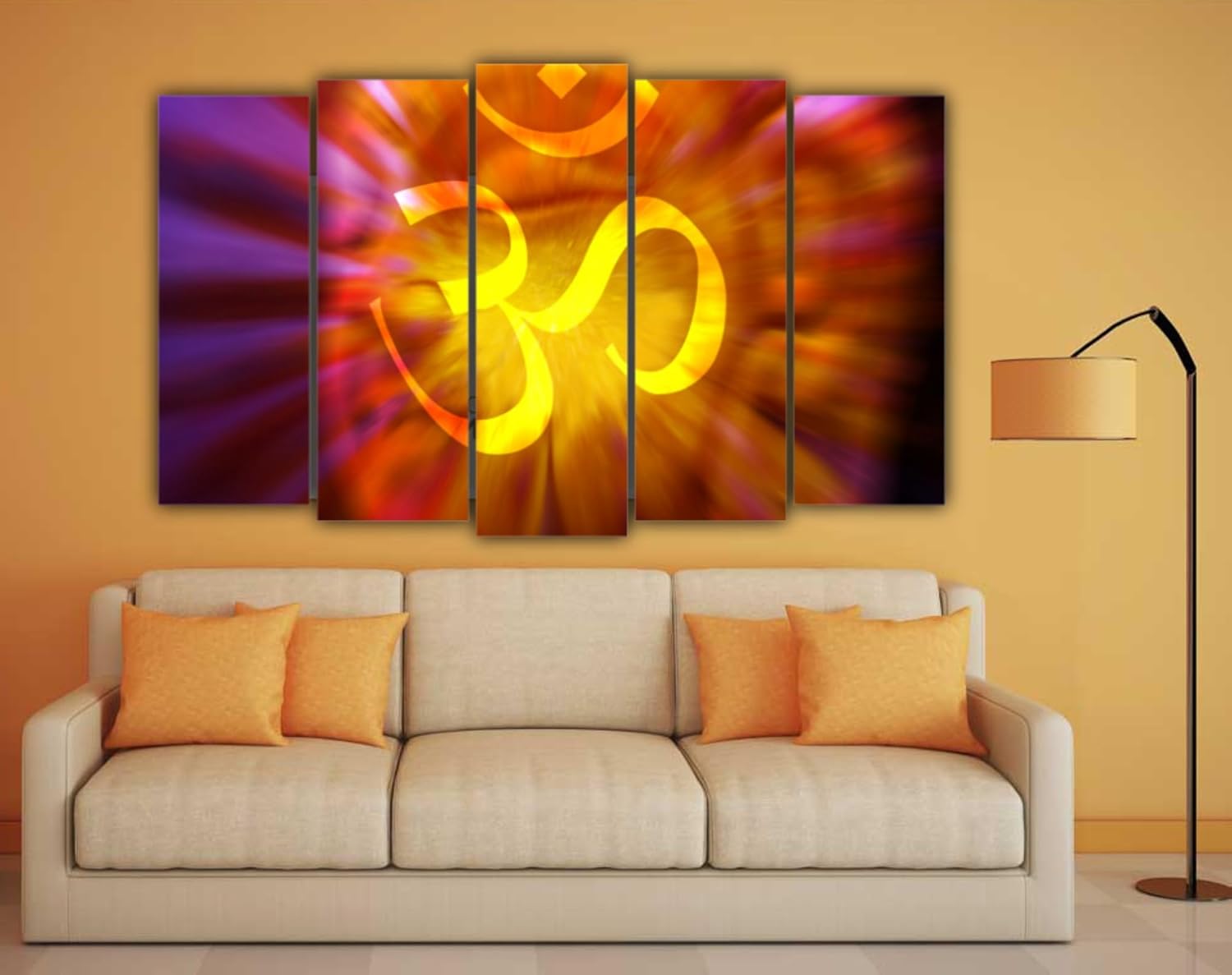 Close-up of the splash-resistant finish on the abstract Hindu framed Wall Art vinyl print