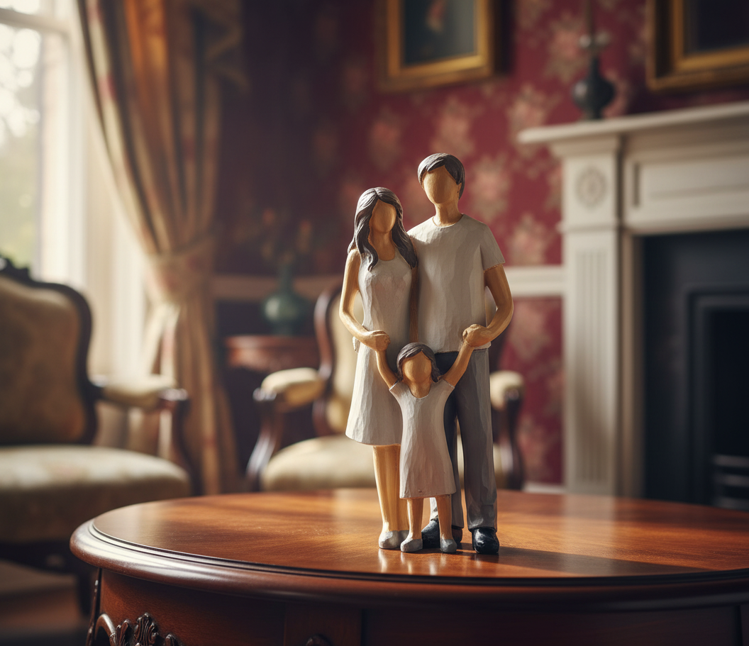 Grey family couple showpiece in resin material for home & office decoration