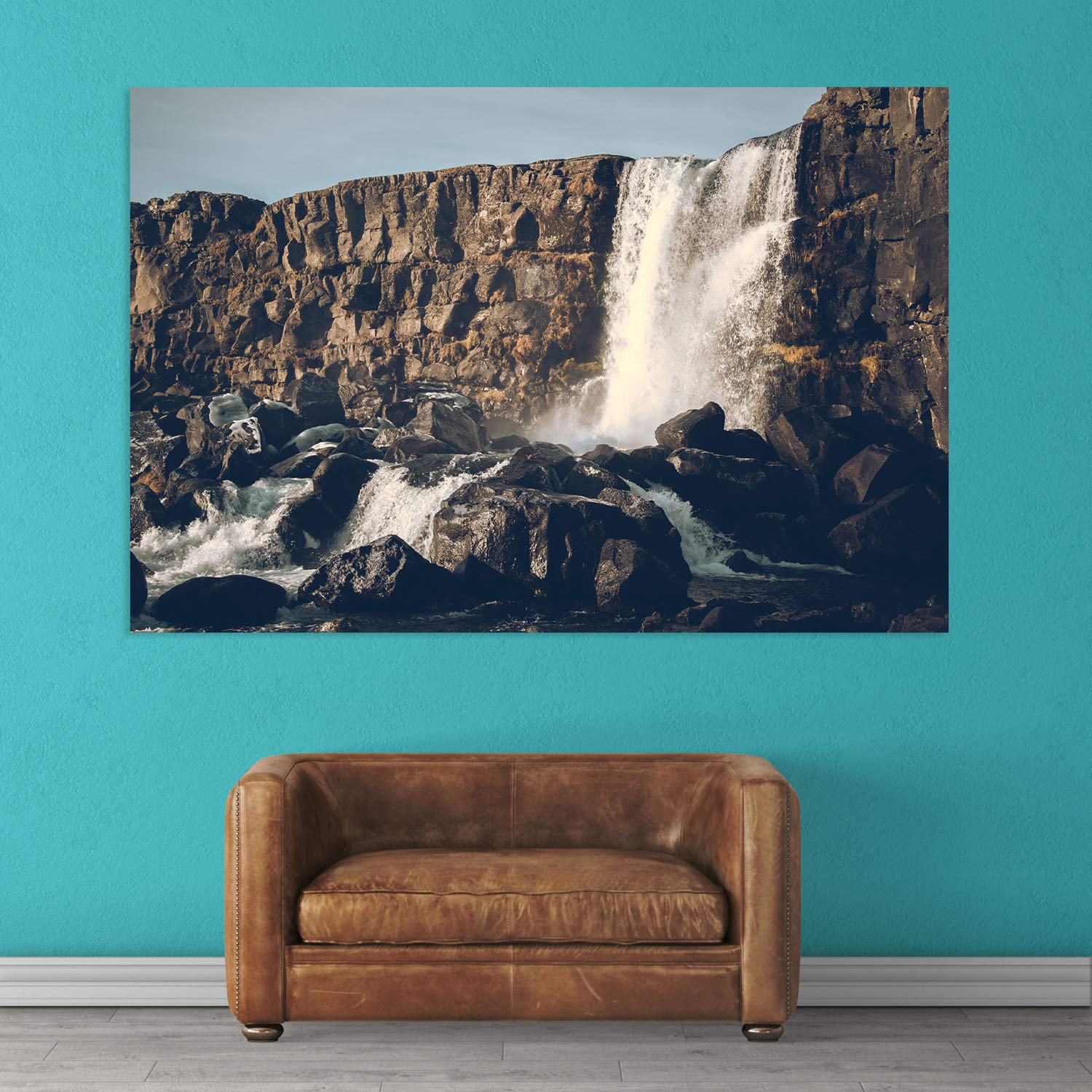 Cascade Craze: Unframed Nature Wall Art That Splashes Joy