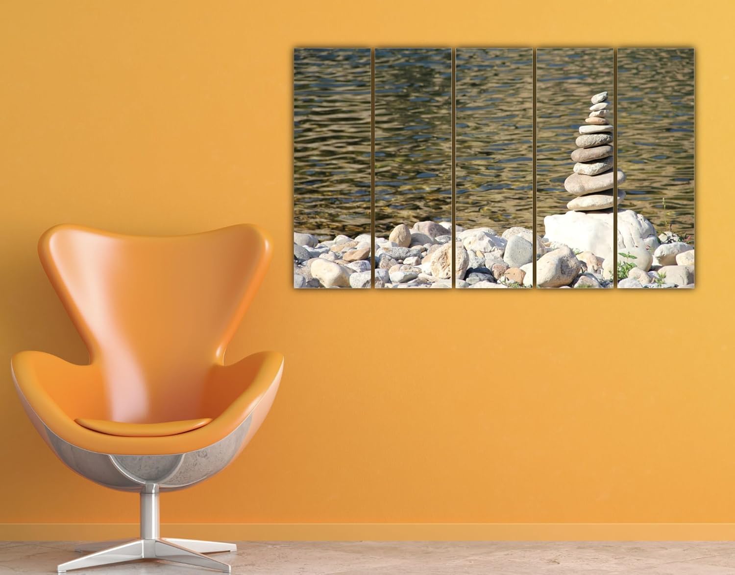 Multi-frame lake photography Wall Art with blue-green hues and sturdy wooden MDF frames
