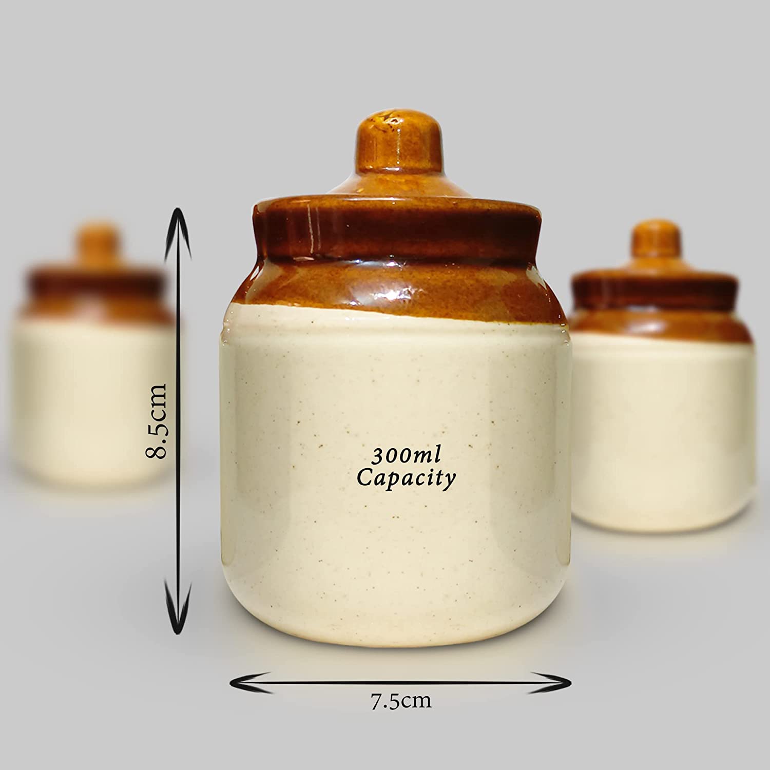 Yellow Ceramic Jar with Lid (Set of 2) for Kitchen