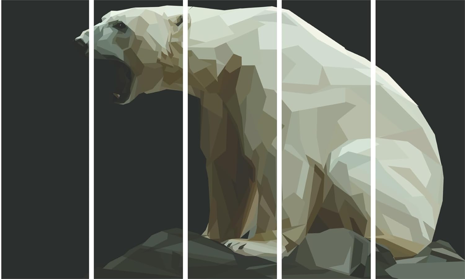 Bear-y tastic Animals Framed Polygon Wall Art That'll Make Your Walls Roar (127x76cm Multi-Frame)