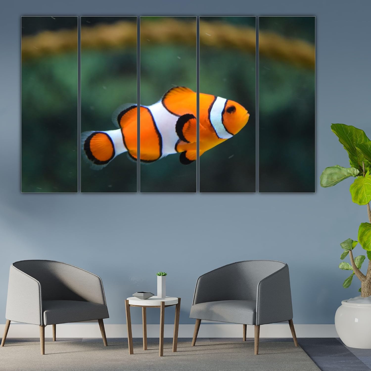 Close-up of Fish-tastic Multi-Frame Photography Framed Wall Art showing splash-proof vivid digital prints.