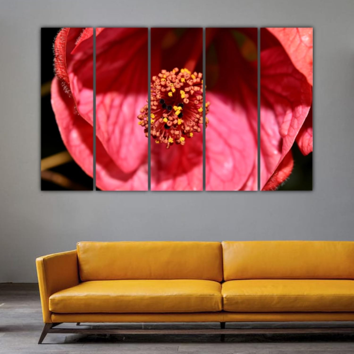 Close-up of bright flower petals in the Flower Power Photography Framed Wall Art on sturdy MDF.
