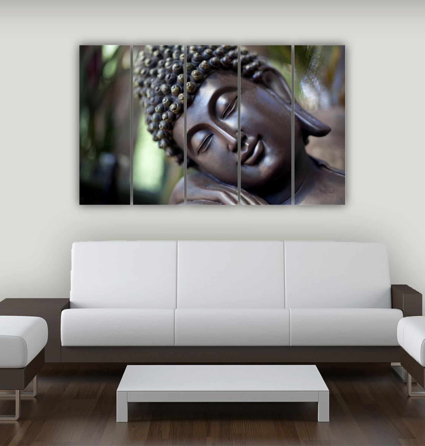 Close-up of multicolor Buddha panels from the 5-Panel Framed Wall Art That'll Send Your Stress Packing