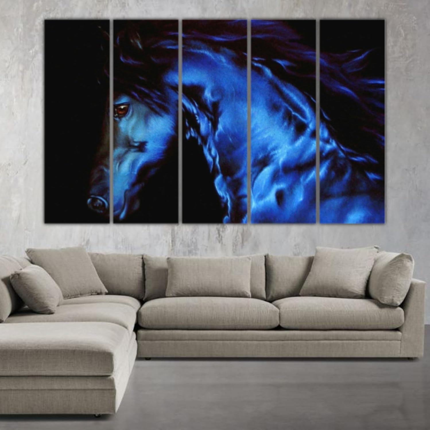 Close-up of the multi-panel horse framed Wall Art highlighting the detailed digital print and matte lamination finish.