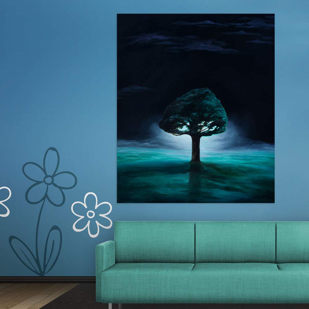 Branch Out Your Space: Sacred Tree Unframed Wall Art hung above a cozy sofa