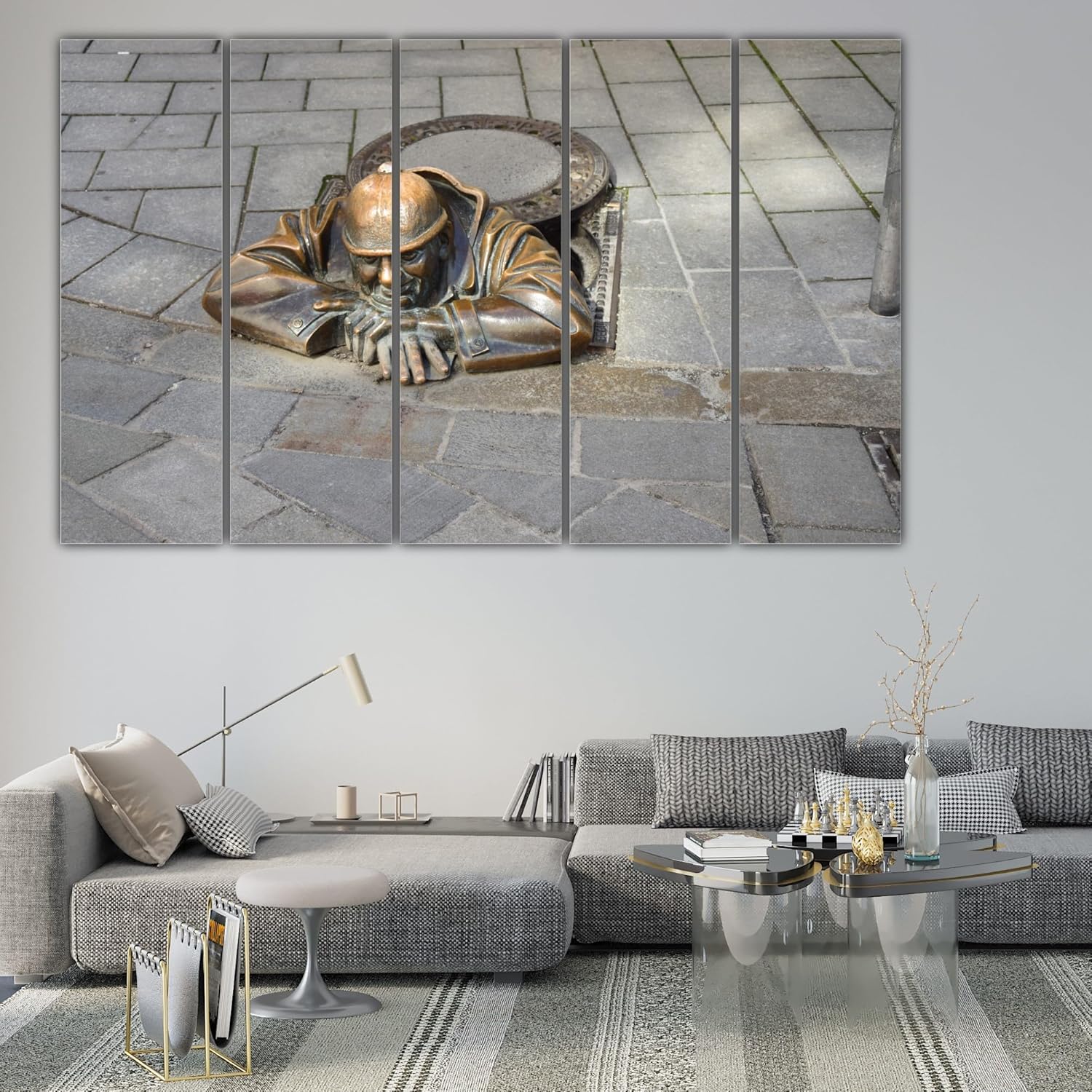 Close-up of Sculpture-tastic Multi-Panel Framed Wall Art showing textured abstract details