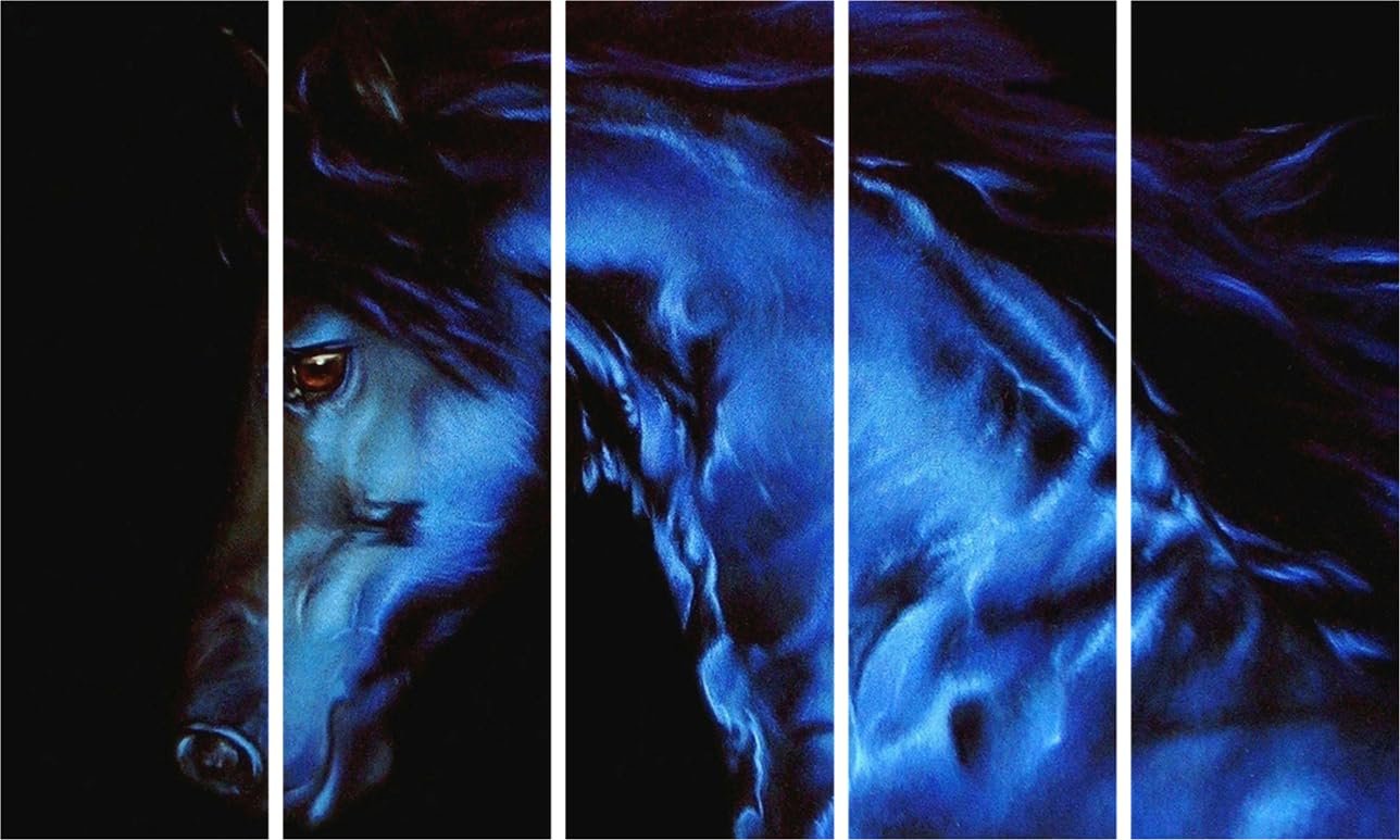 Image of Neigh-borhood Gallop: 5-Panel Horse Framed Wall Art showing brown horses galloping across crisp white backgrounds in five sleek frames.